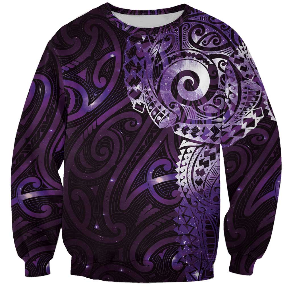 Matariki New Zealand Maori Koru Art Tattoo Sweatshirt New Year Galaxy Purple Sky Style LT03 Unisex Purple - Polynesian Pride