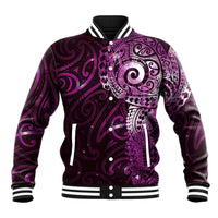 Matariki New Zealand Maori Koru Art Tattoo Baseball Jacket New Year Galaxy Pink Sky Style LT03 Unisex Pink - Polynesian Pride