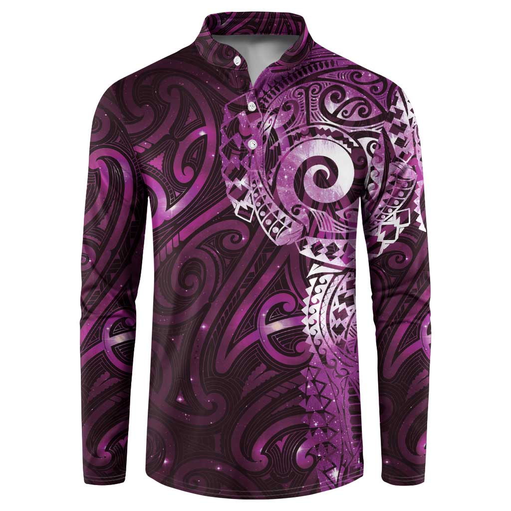 Matariki New Zealand Maori Koru Art Tattoo Button Sweatshirt New Year Galaxy Pink Sky Style LT03 Pink - Polynesian Pride