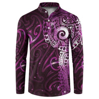 Matariki New Zealand Maori Koru Art Tattoo Button Sweatshirt New Year Galaxy Pink Sky Style LT03 Pink - Polynesian Pride