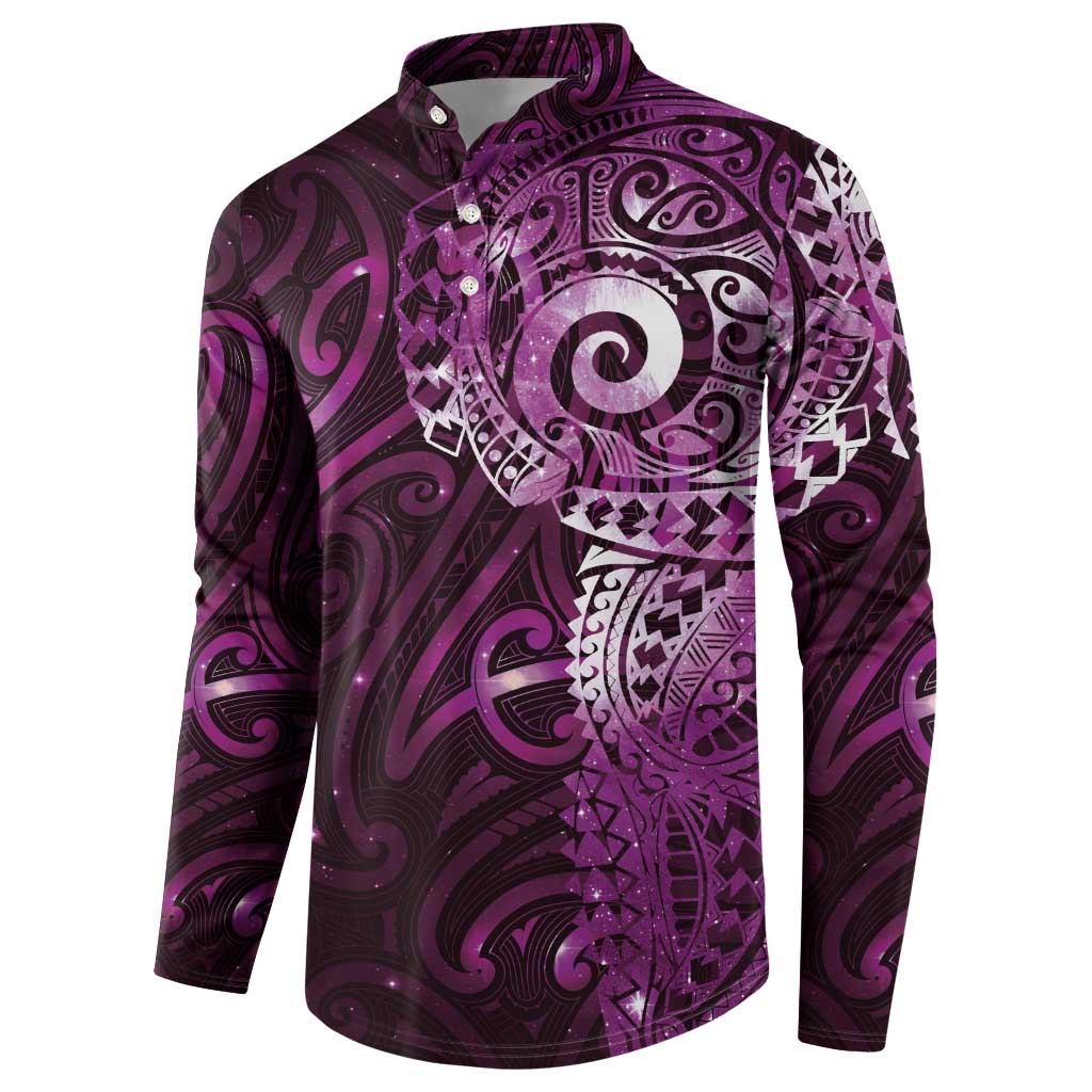 Matariki New Zealand Maori Koru Art Tattoo Button Sweatshirt New Year Galaxy Pink Sky Style LT03 - Polynesian Pride