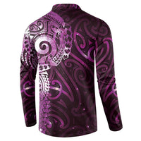 Matariki New Zealand Maori Koru Art Tattoo Button Sweatshirt New Year Galaxy Pink Sky Style LT03 - Polynesian Pride