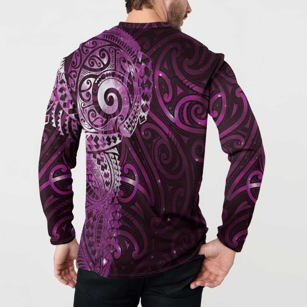 Matariki New Zealand Maori Koru Art Tattoo Button Sweatshirt New Year Galaxy Pink Sky Style LT03 - Polynesian Pride
