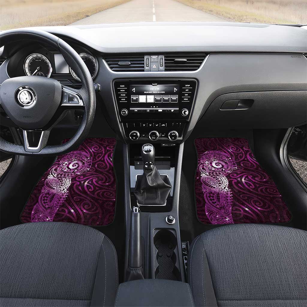 Matariki New Zealand Maori Koru Art Tattoo Car Mats New Year Galaxy Pink Sky Style LT03 Set 2pcs - Front Pink - Polynesian Pride