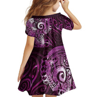 Matariki New Zealand Maori Koru Art Tattoo Family Matching Off The Shoulder Long Sleeve Dress and Hawaiian Shirt New Year Galaxy Pink Sky Style
