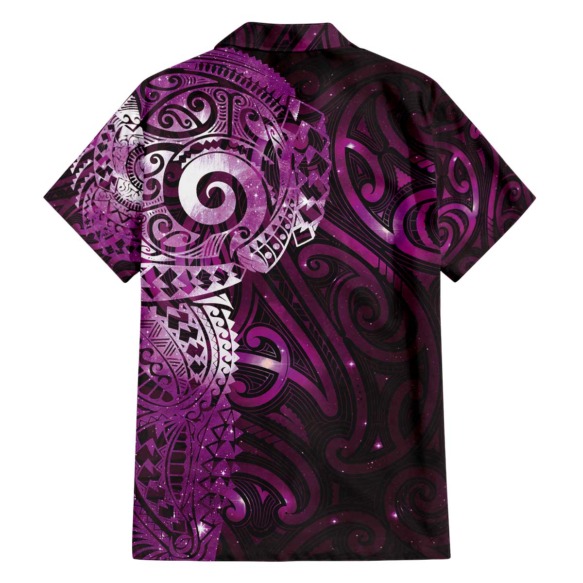 Matariki New Zealand Maori Koru Art Tattoo Family Matching Off The Shoulder Long Sleeve Dress and Hawaiian Shirt New Year Galaxy Pink Sky Style