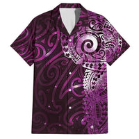 Matariki New Zealand Maori Koru Art Tattoo Family Matching Off Shoulder Short Dress and Hawaiian Shirt New Year Galaxy Pink Sky Style