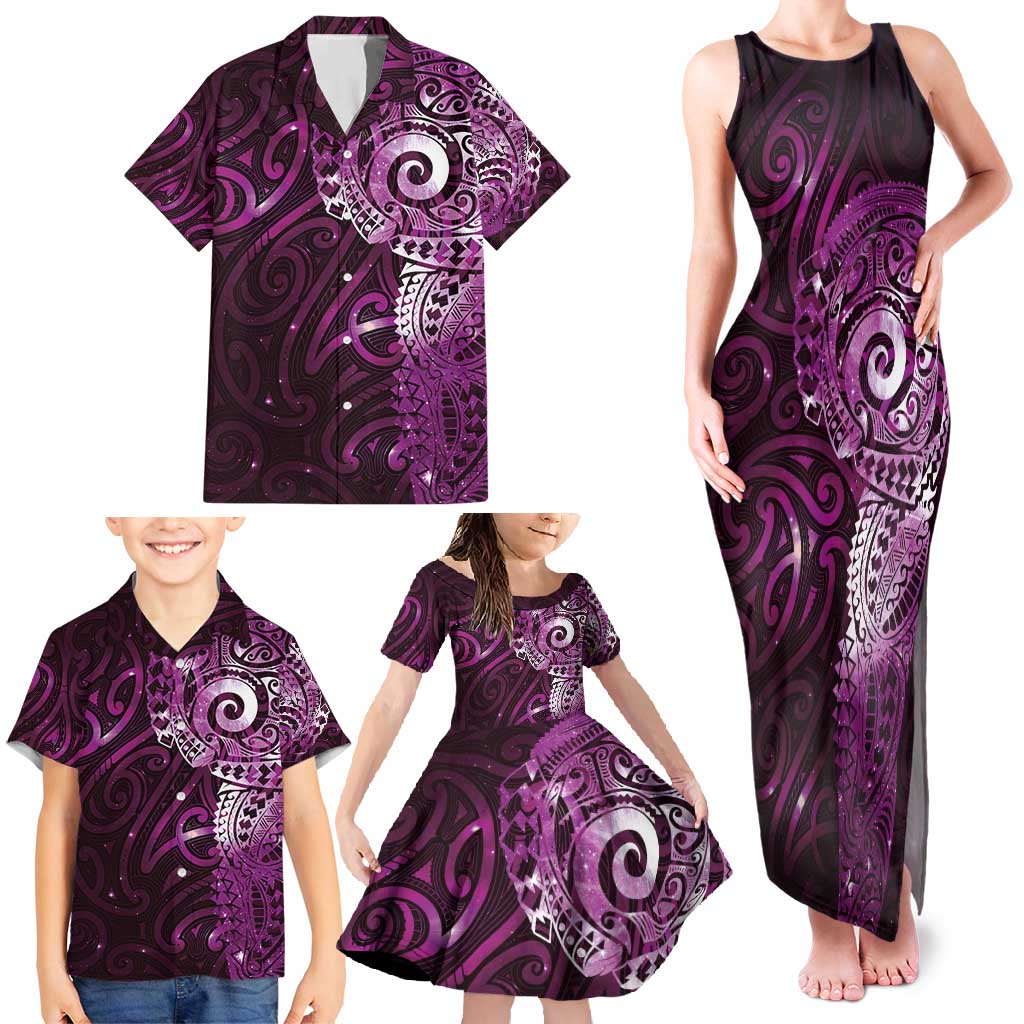 Matariki New Zealand Maori Koru Art Tattoo Family Matching Tank Maxi Dress and Hawaiian Shirt New Year Galaxy Pink Sky Style LT03 - Polynesian Pride
