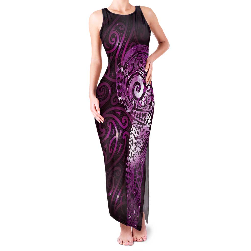 Matariki New Zealand Maori Koru Art Tattoo Family Matching Tank Maxi Dress and Hawaiian Shirt New Year Galaxy Pink Sky Style LT03 Mom's Dress Pink - Polynesian Pride