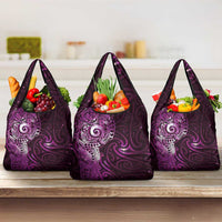Matariki New Zealand Maori Koru Art Tattoo Grocery Bag New Year Galaxy Pink Sky Style LT03 3-pack One Size Pink - Polynesian Pride