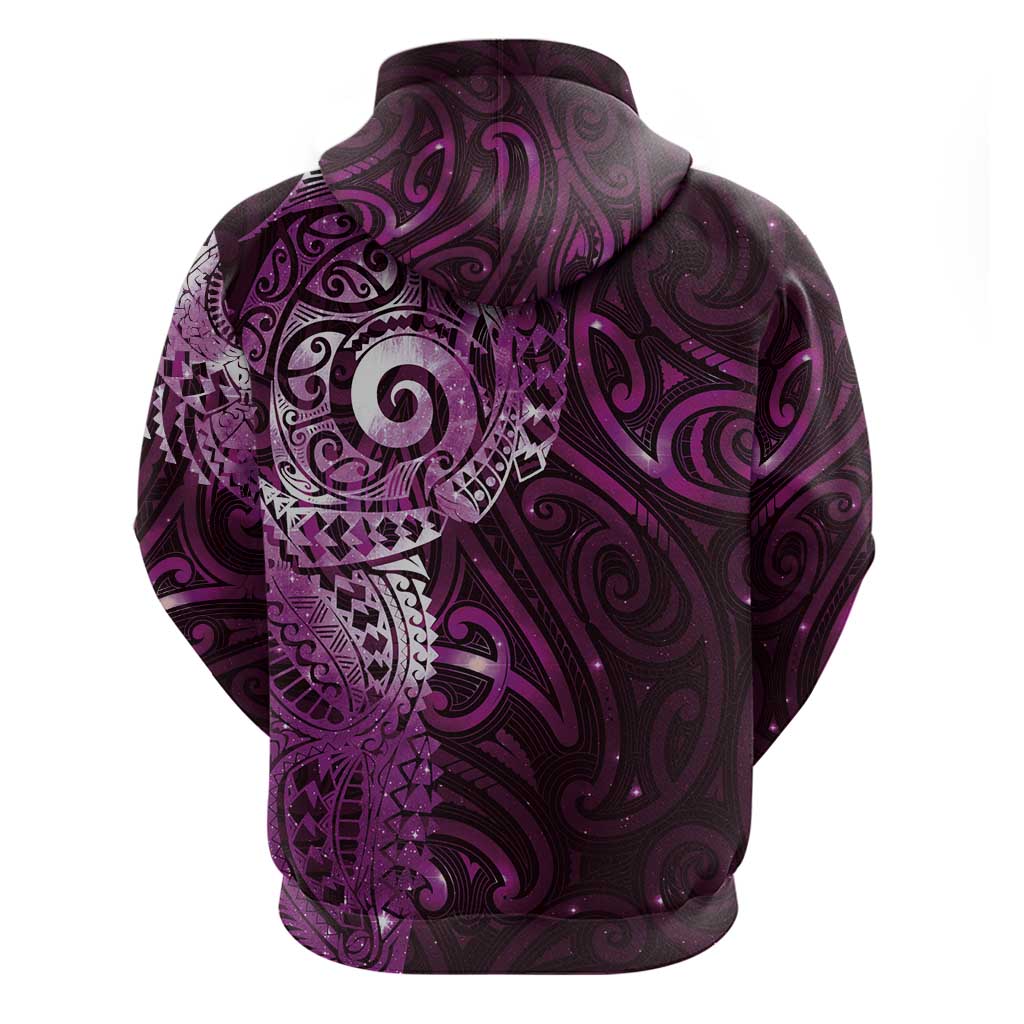 Matariki New Zealand Maori Koru Art Tattoo Hoodie New Year Galaxy Pink Sky Style