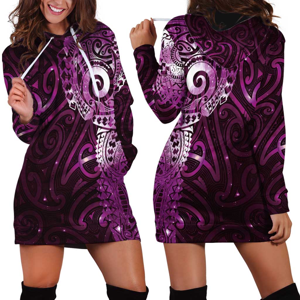 Matariki New Zealand Maori Koru Art Tattoo Hoodie Dress New Year Galaxy Pink Sky Style
