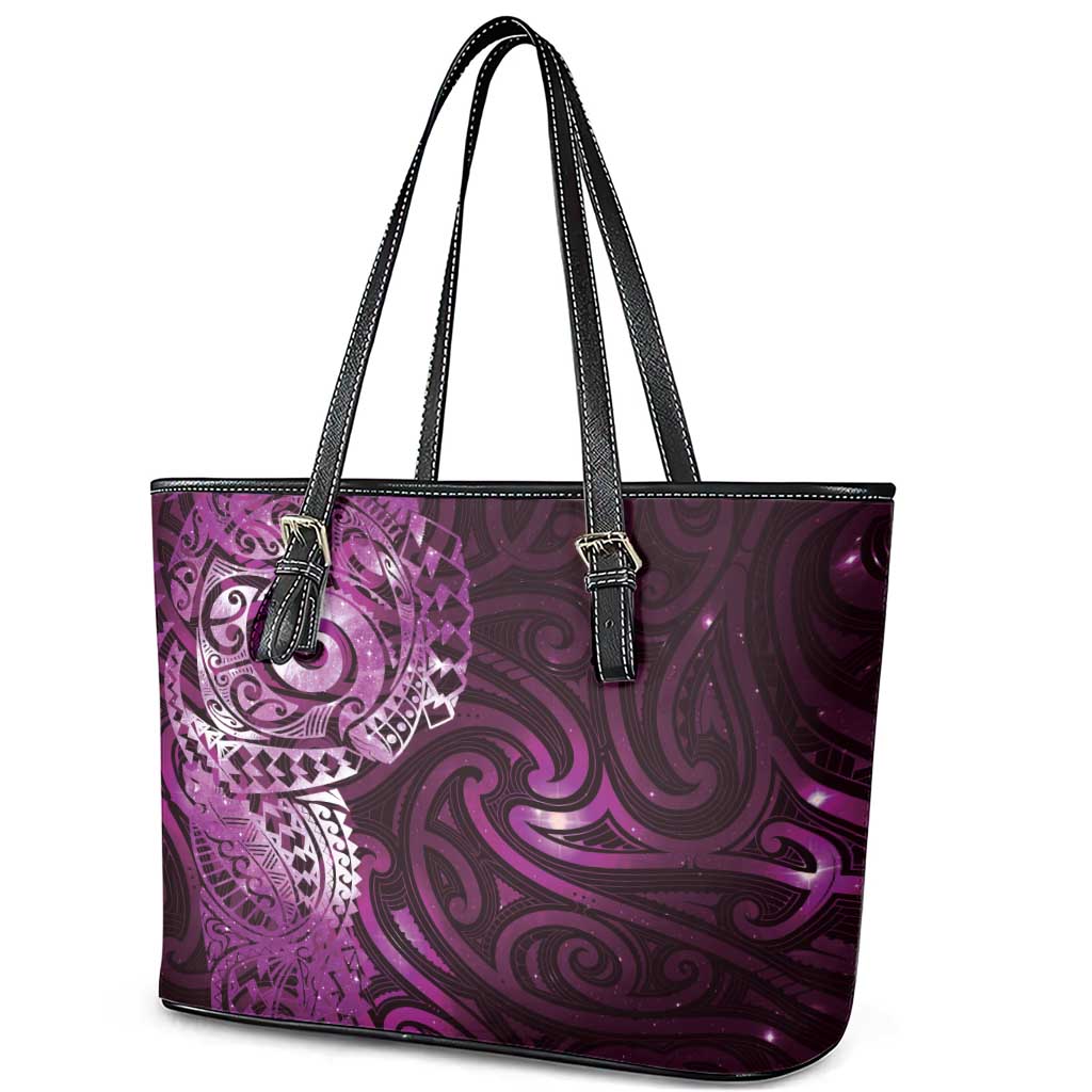 Matariki New Zealand Maori Koru Art Tattoo Leather Tote Bag New Year Galaxy Pink Sky Style LT03 - Polynesian Pride