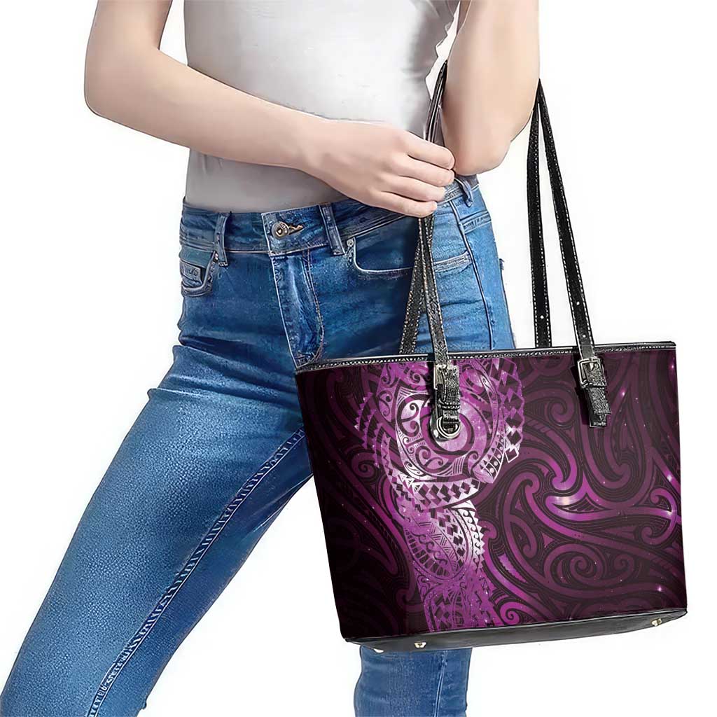 Matariki New Zealand Maori Koru Art Tattoo Leather Tote Bag New Year Galaxy Pink Sky Style LT03 - Polynesian Pride