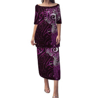 Matariki New Zealand Maori Koru Art Tattoo Puletasi New Year Galaxy Pink Sky Style LT03 Long Dress Pink - Polynesian Pride