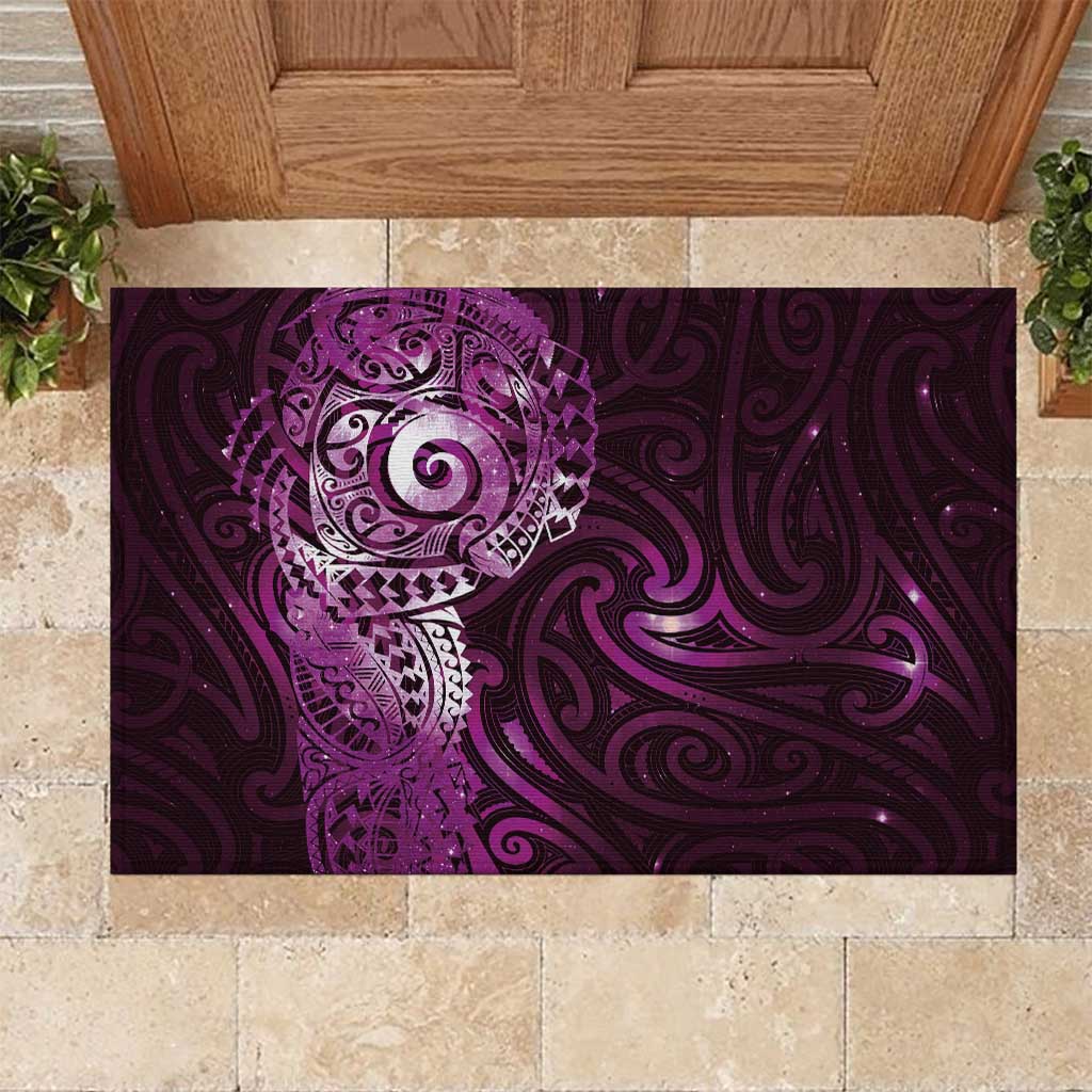 Matariki New Zealand Maori Koru Art Tattoo Rubber Doormat New Year Galaxy Pink Sky Style