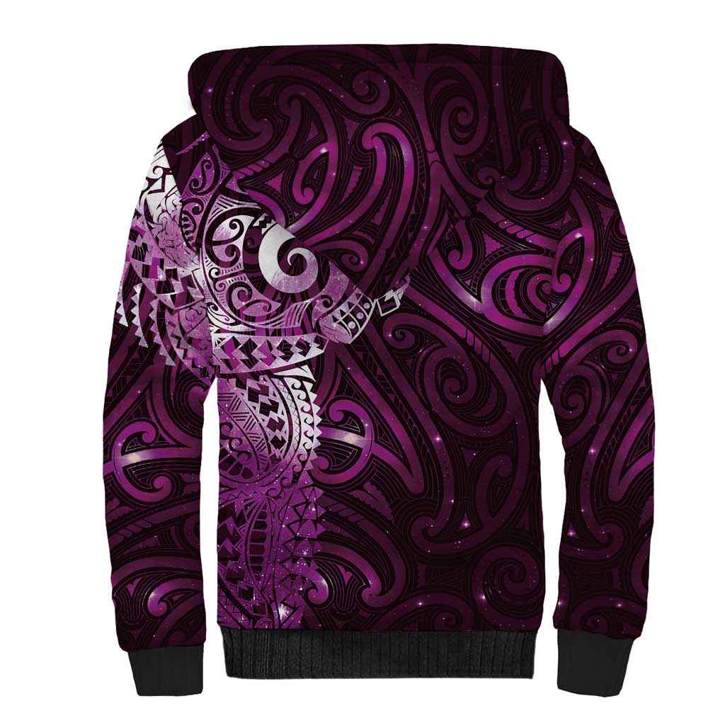 Matariki New Zealand Maori Koru Art Tattoo Sherpa Hoodie New Year Galaxy Pink Sky Style LT03 - Polynesian Pride