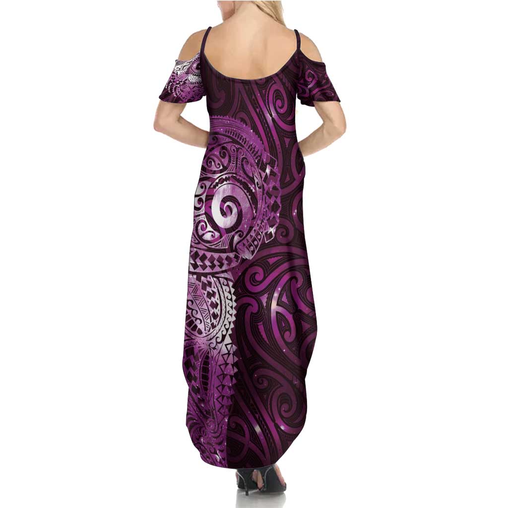Matariki New Zealand Maori Koru Art Tattoo Summer Maxi Dress New Year Galaxy Pink Sky Style