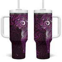 Matariki New Zealand Maori Koru Art Tattoo Tumbler With Handle New Year Galaxy Pink Sky Style LT03 One Size: 40 oz Pink - Polynesian Pride