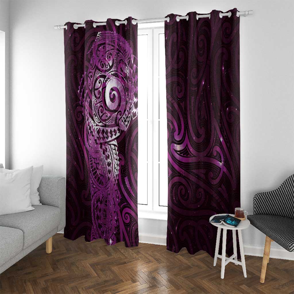 Matariki New Zealand Maori Koru Art Tattoo Window Curtain New Year Galaxy Pink Sky Style LT03 With Grommets Pink - Polynesian Pride
