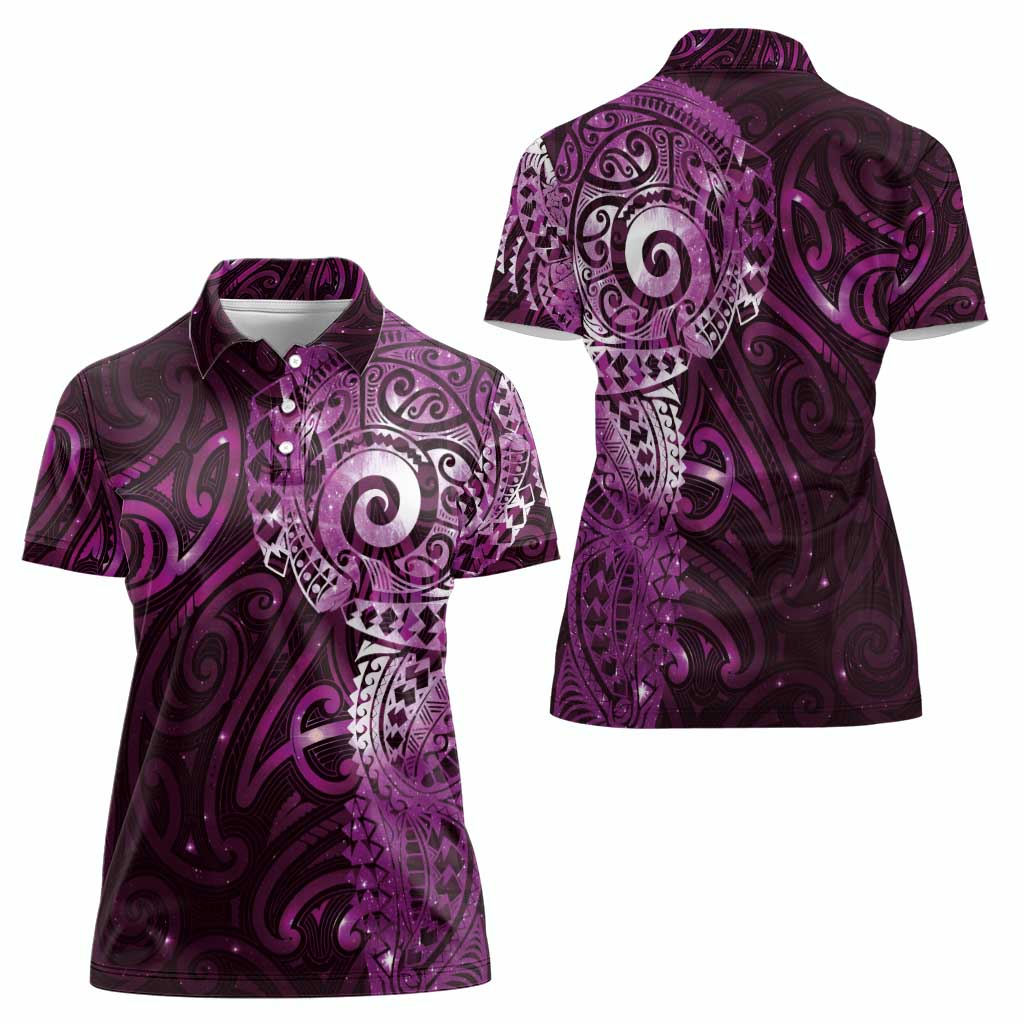 Matariki New Zealand Maori Koru Art Tattoo Women Polo Shirt New Year Galaxy Pink Sky Style