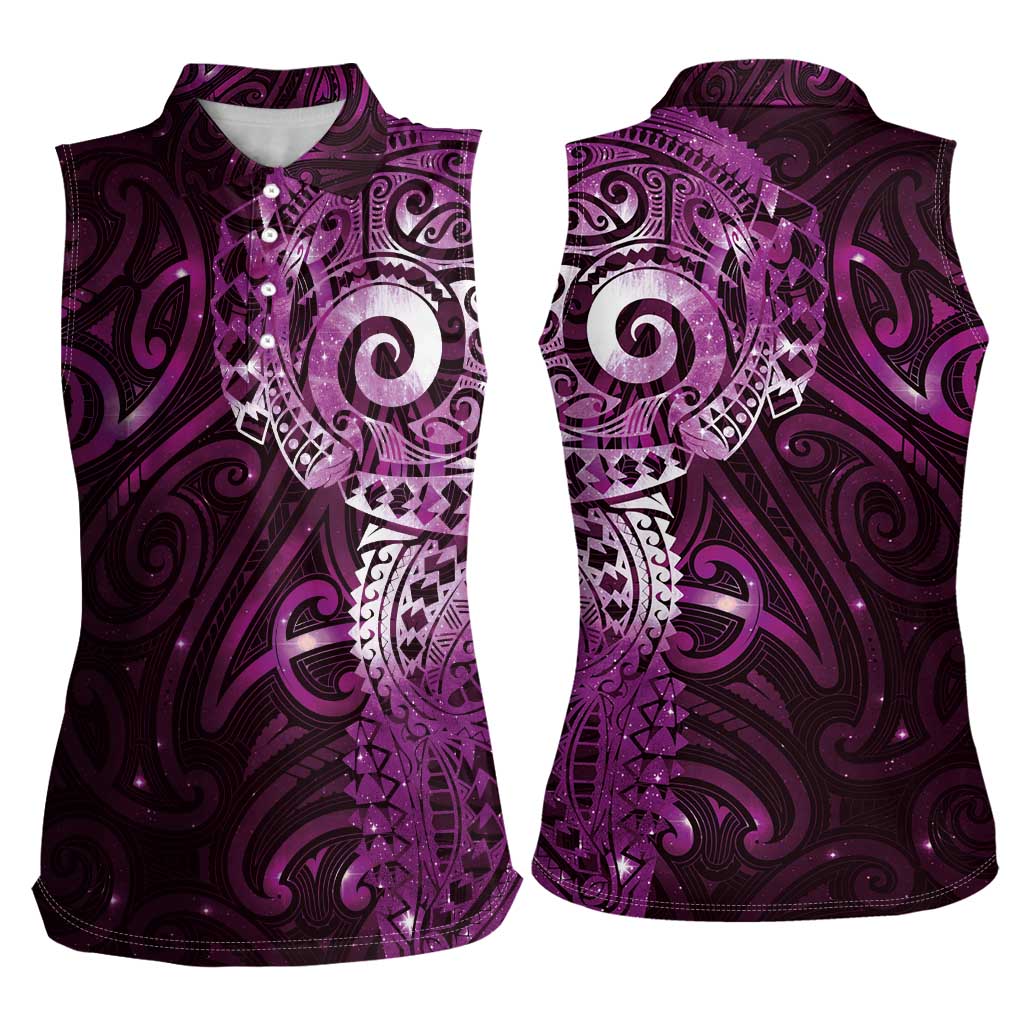 Matariki New Zealand Maori Koru Art Tattoo Women Sleeveless Polo Shirt New Year Galaxy Pink Sky Style