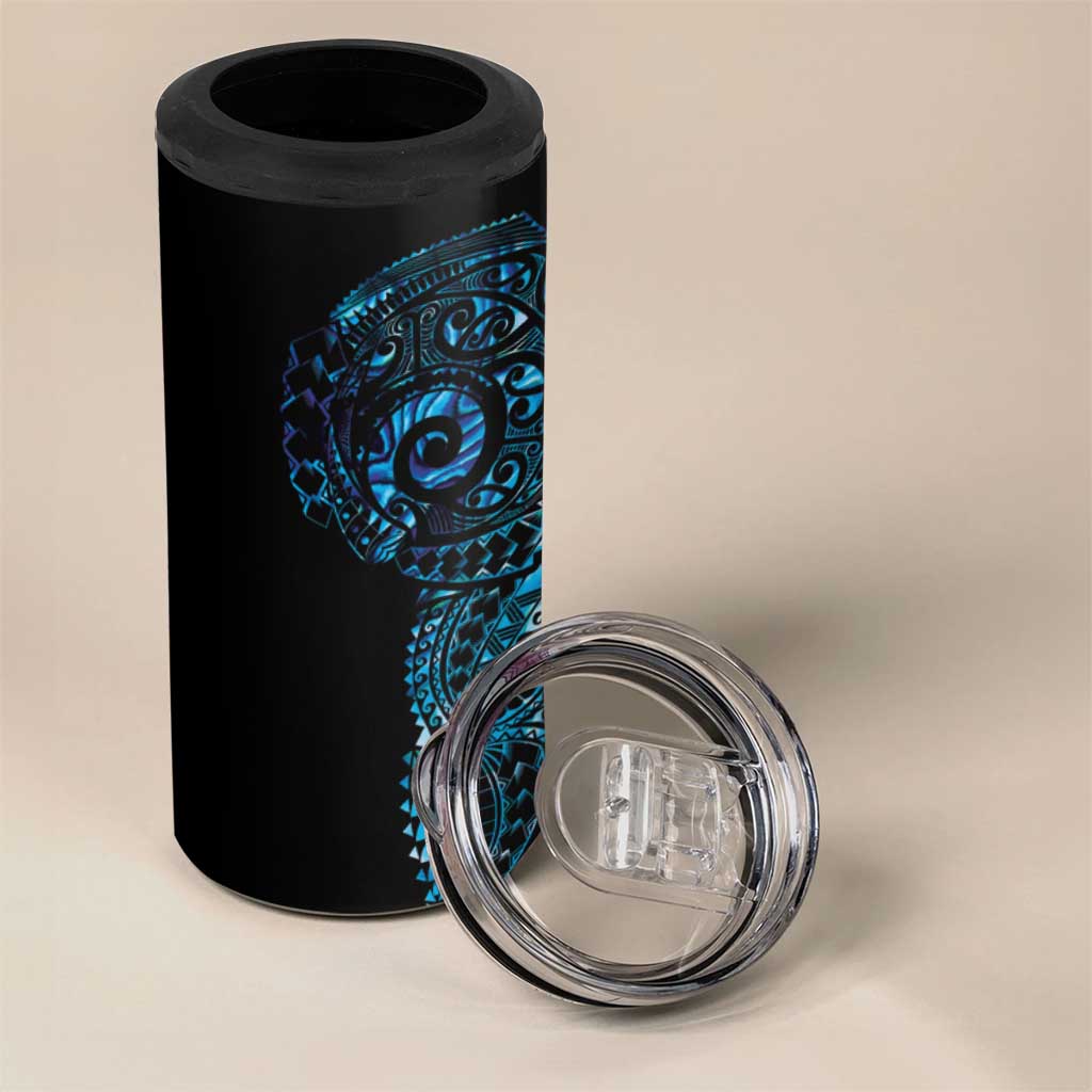 New Zealand Maori Koru Art Traditional Tattoo 4 in 1 Can Cooler Tumbler Paua Shell LT03 - Polynesian Pride
