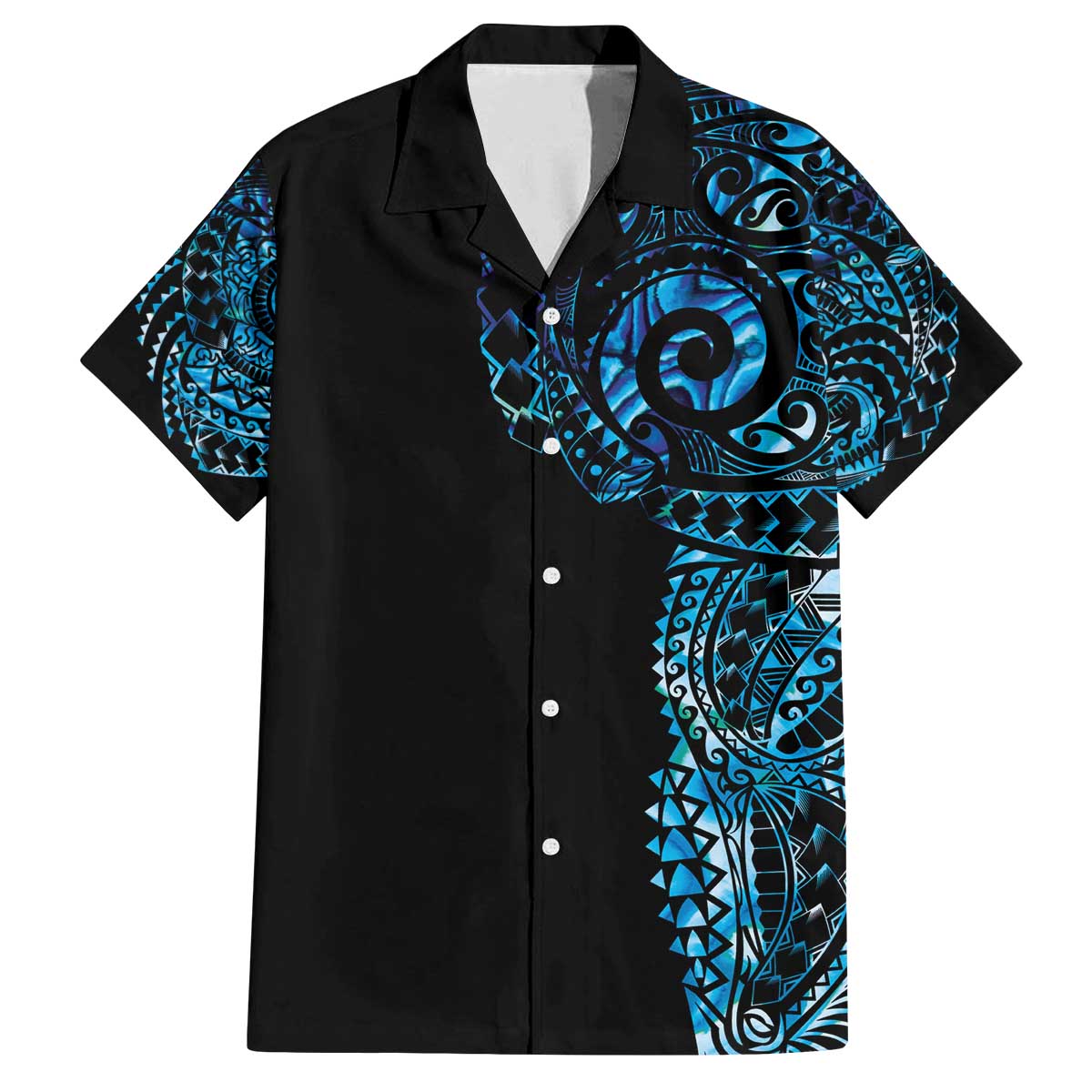 New Zealand Maori Koru Art Traditional Tattoo Family Matching Off The Shoulder Long Sleeve Dress and Hawaiian Shirt Paua Shell