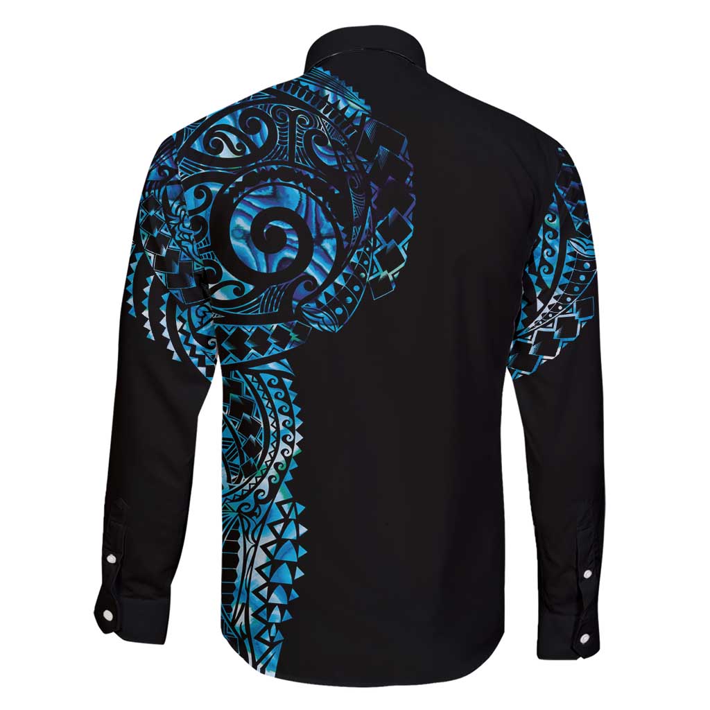 New Zealand Maori Koru Art Traditional Tattoo Family Matching Short Sleeve Bodycon Dress and Hawaiian Shirt Paua Shell LT03 - Polynesian Pride