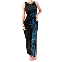 New Zealand Maori Koru Art Traditional Tattoo Family Matching Tank Maxi Dress and Hawaiian Shirt Paua Shell LT03 Mom's Dress Black - Polynesian Pride