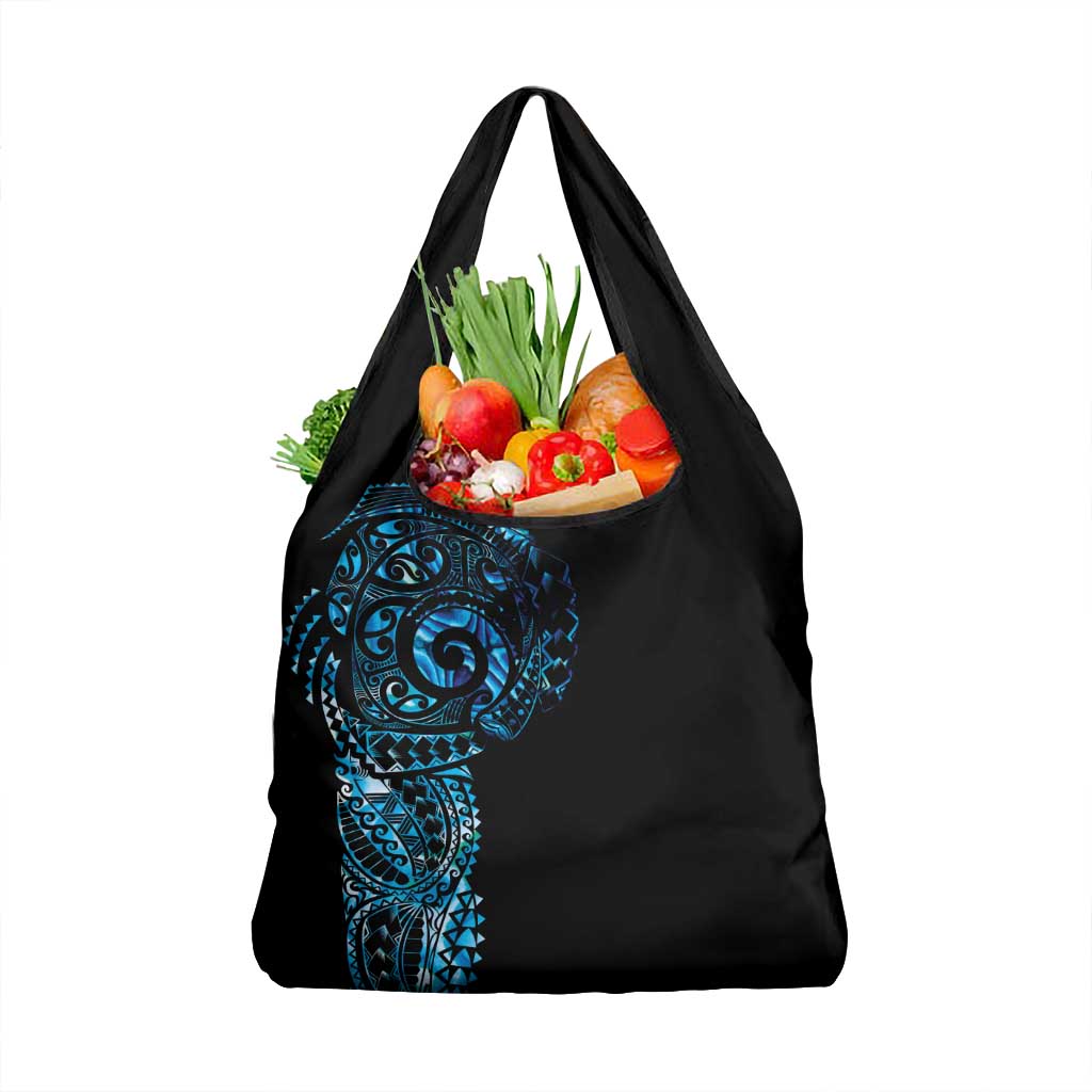 New Zealand Maori Koru Art Traditional Tattoo Grocery Bag Paua Shell LT03 1-pack One Size Black - Polynesian Pride
