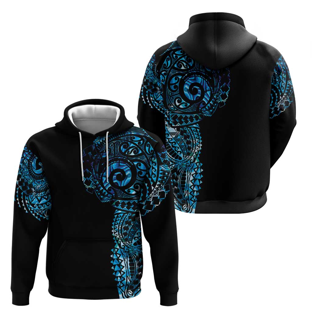 New Zealand Maori Koru Art Traditional Tattoo Hoodie Paua Shell