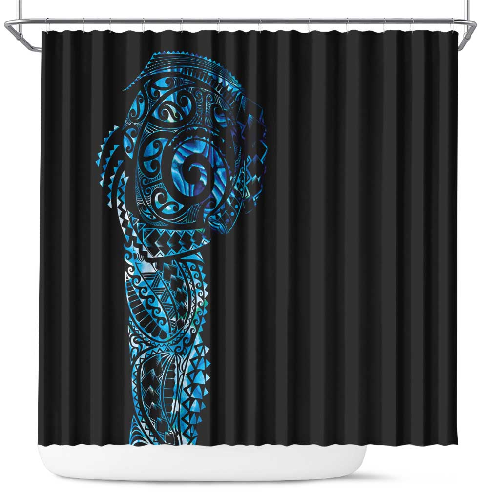 New Zealand Maori Koru Art Traditional Tattoo Shower Curtain Paua Shell