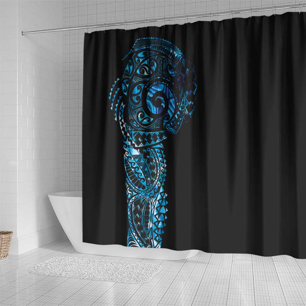 New Zealand Maori Koru Art Traditional Tattoo Shower Curtain Paua Shell