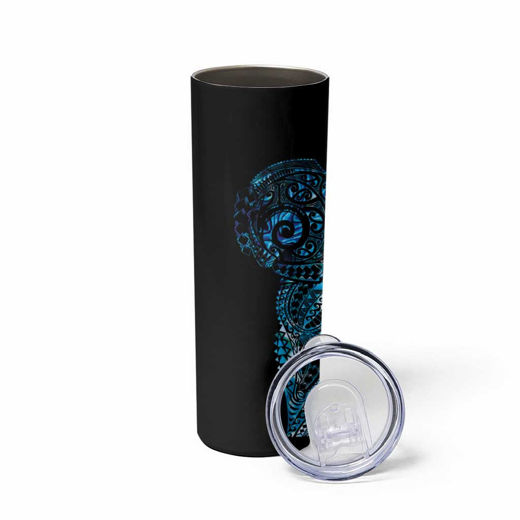 New Zealand Maori Koru Art Traditional Tattoo Skinny Tumbler Paua Shell