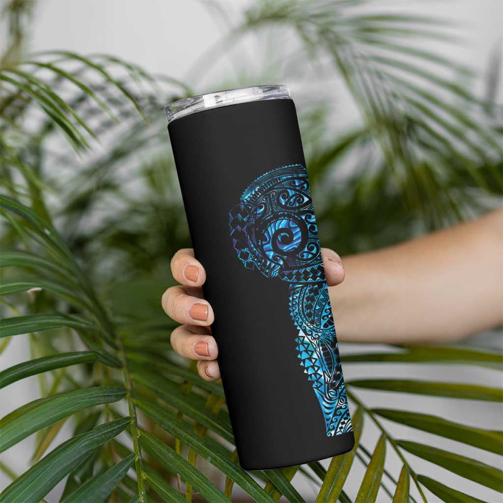New Zealand Maori Koru Art Traditional Tattoo Skinny Tumbler Paua Shell