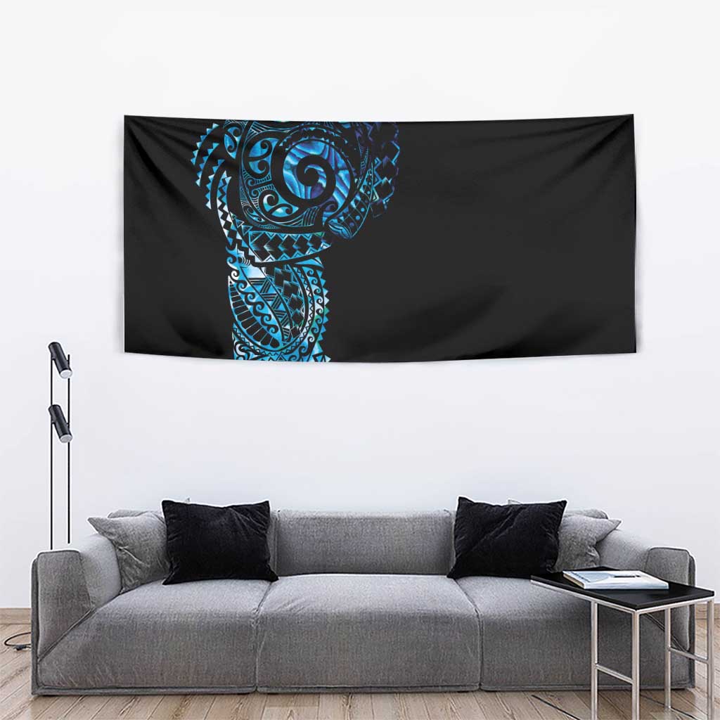 New Zealand Maori Koru Art Traditional Tattoo Tapestry Paua Shell