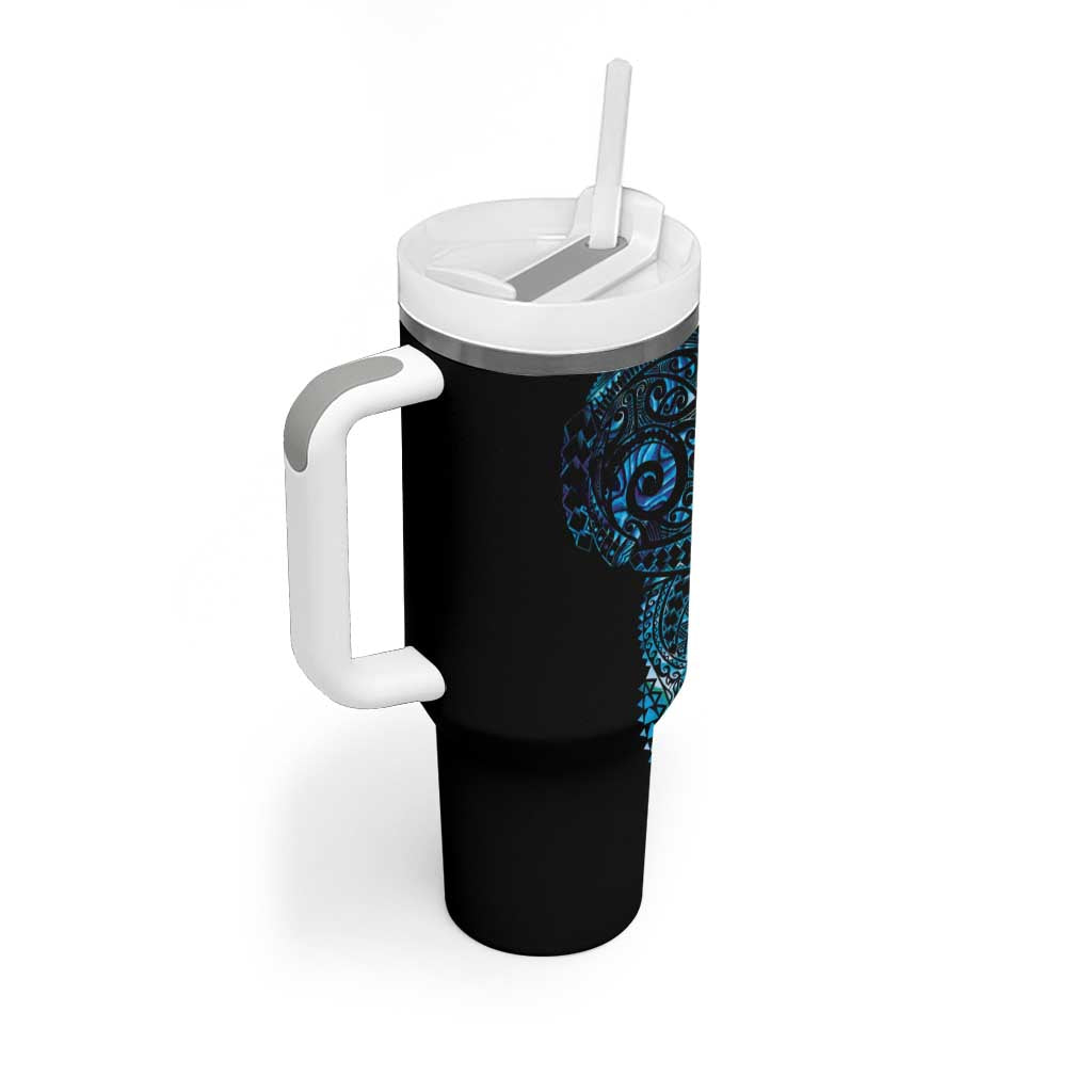 New Zealand Maori Koru Art Traditional Tattoo Tumbler With Handle Paua Shell LT03 - Polynesian Pride