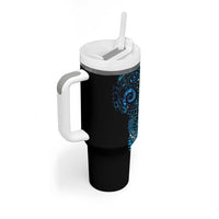 New Zealand Maori Koru Art Traditional Tattoo Tumbler With Handle Paua Shell LT03 - Polynesian Pride