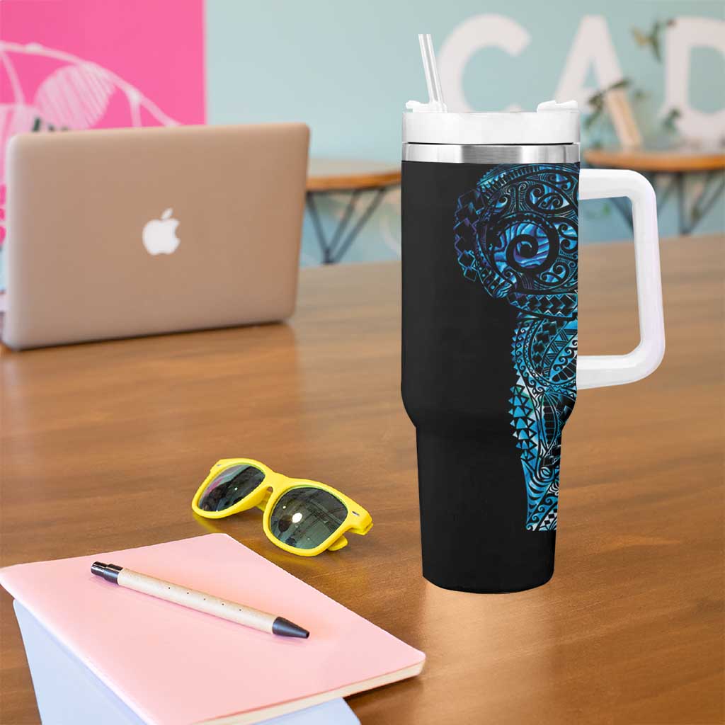 New Zealand Maori Koru Art Traditional Tattoo Tumbler With Handle Paua Shell LT03 - Polynesian Pride