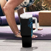 New Zealand Maori Koru Art Traditional Tattoo Tumbler With Handle Paua Shell LT03 - Polynesian Pride