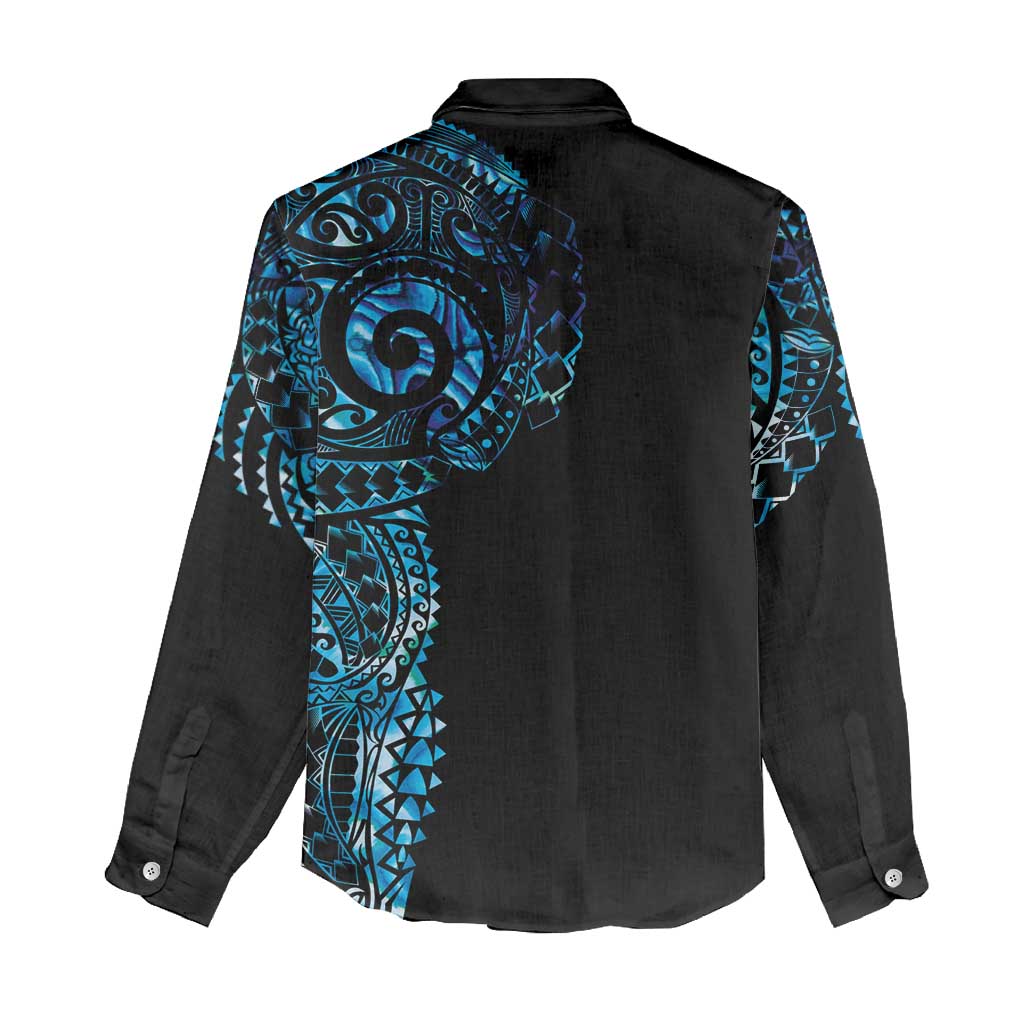 New Zealand Maori Koru Art Traditional Tattoo Women Casual Shirt Paua Shell
