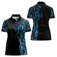 New Zealand Maori Koru Art Traditional Tattoo Women Polo Shirt Paua Shell