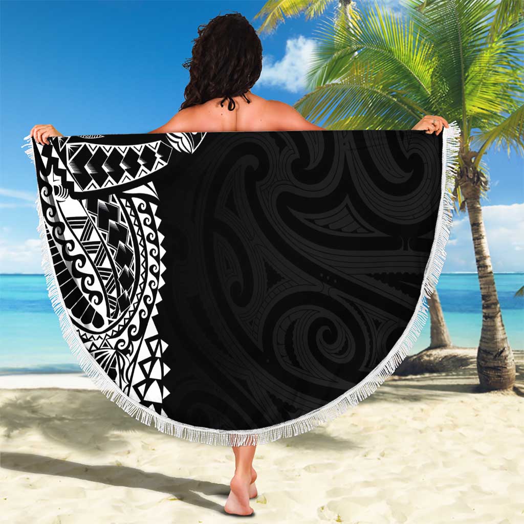 New Zealand Maori Koru Art Traditional Tattoo Beach Blanket Simple Style