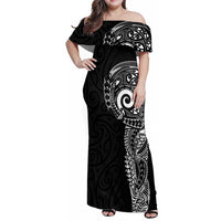 New Zealand Maori Koru Art Traditional Tattoo Family Matching Off Shoulder Maxi Dress and Hawaiian Shirt Simple Style