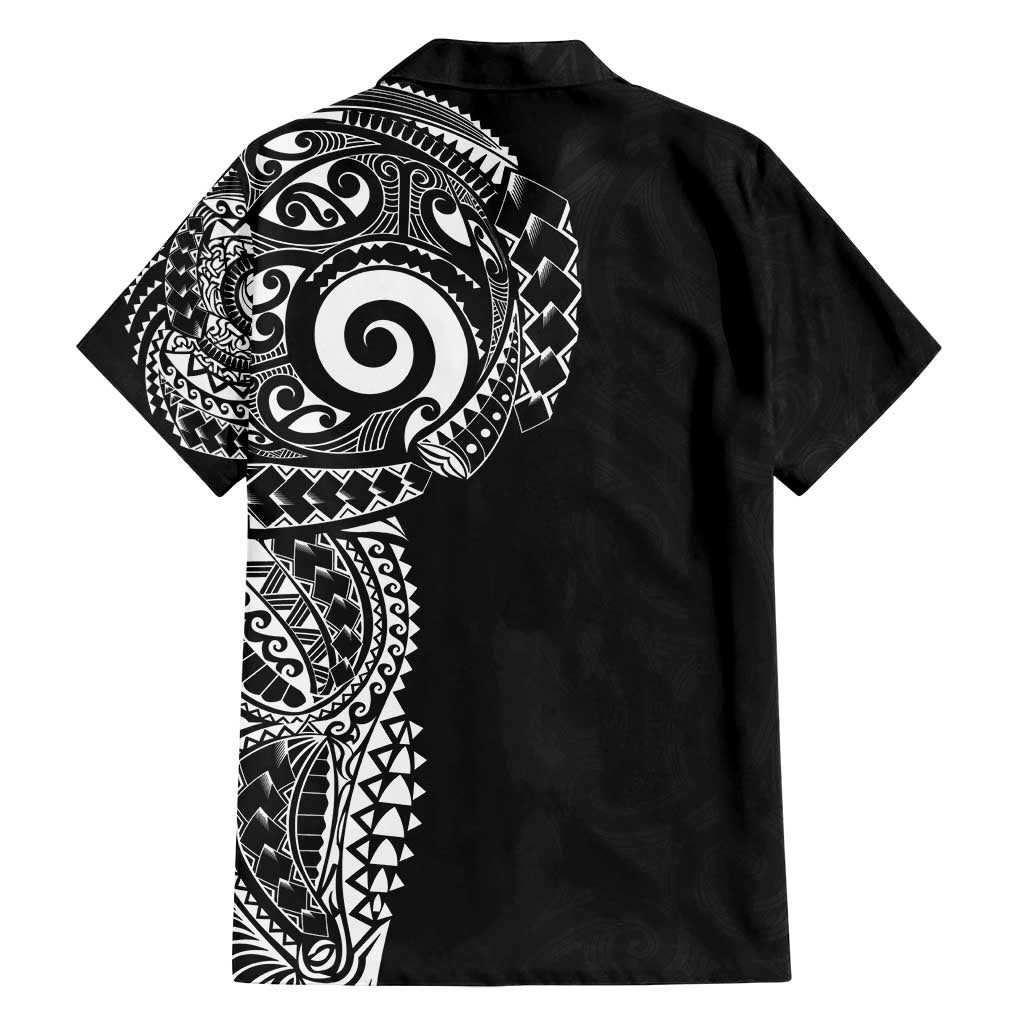New Zealand Maori Koru Art Traditional Tattoo Family Matching Off Shoulder Short Dress and Hawaiian Shirt Simple Style
