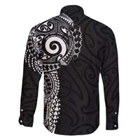 New Zealand Maori Koru Art Traditional Tattoo Family Matching Off Shoulder Short Dress and Hawaiian Shirt Simple Style