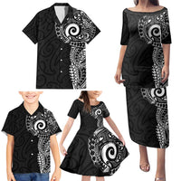 New Zealand Maori Koru Art Traditional Tattoo Family Matching Puletasi and Hawaiian Shirt Simple Style LT03 - Polynesian Pride