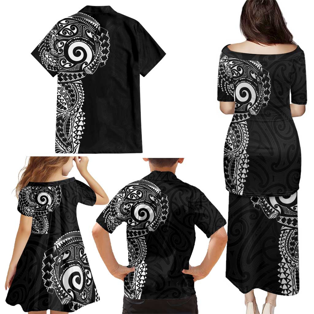New Zealand Maori Koru Art Traditional Tattoo Family Matching Puletasi and Hawaiian Shirt Simple Style LT03 - Polynesian Pride