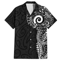 New Zealand Maori Koru Art Traditional Tattoo Family Matching Puletasi and Hawaiian Shirt Simple Style LT03 Dad's Shirt - Short Sleeve Black - Polynesian Pride